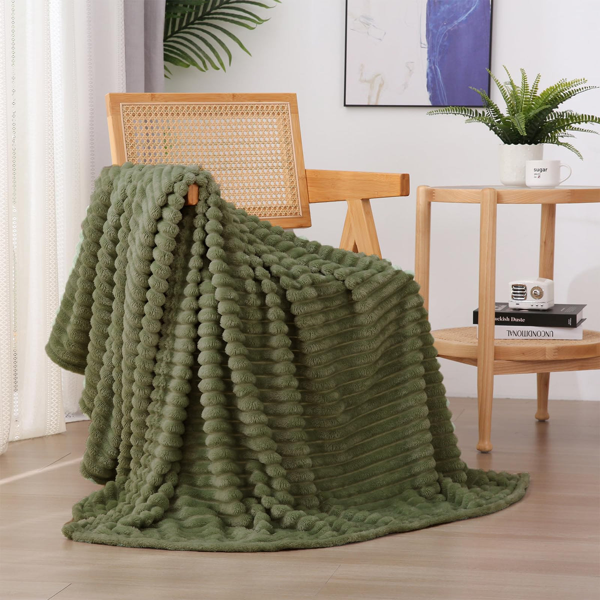 Burnt Orange Fleece Throw Blanket 50”×60” for Couch Sofa Livingroom
