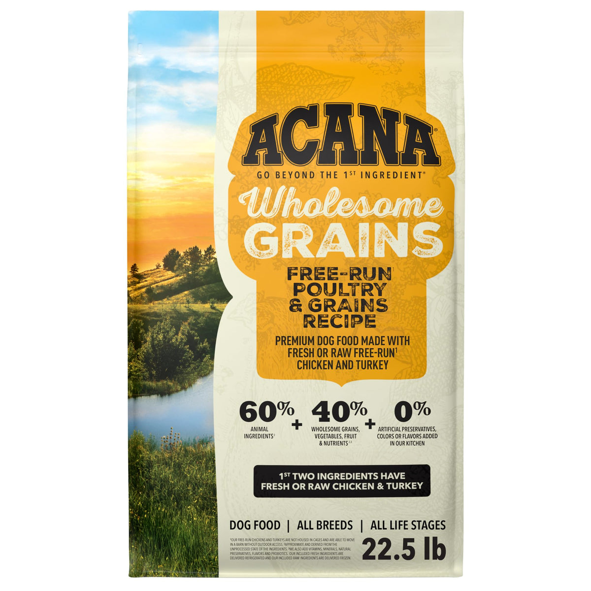 ACANA Wholesome Grains Dry Dog Food Red Meat & Grains Beef Pork & Lamb Recipe 22.5lb Bag