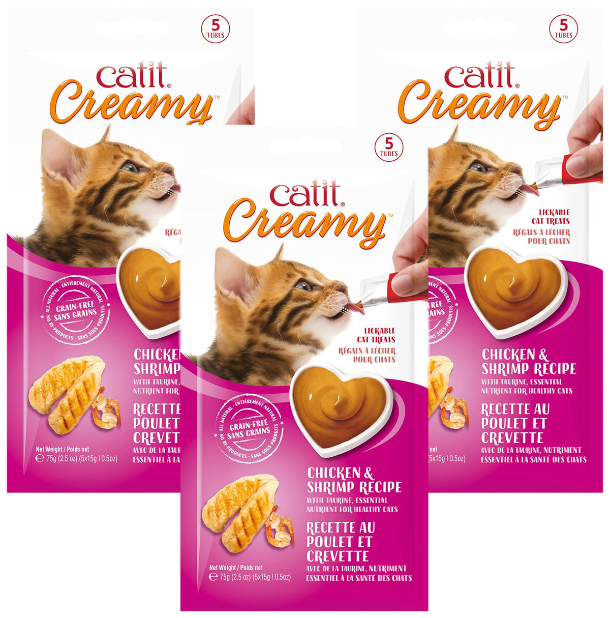 Catit Creamy Lickable Cat Treat – Healthy Variety of Flavors, 50 Pack, Hand-Feed or Serve, Nutrient-Rich Squeeze Tube, 0.5 oz Each