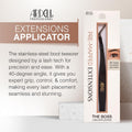 Ardell Pre-Mapped Eyelash Applicator Tool 40° Curved Lash Tweezers | Angled Curve Tip Tweezer, Perfect for Precise False Extensions Placement, Easy Application Helper Device, Faux Mink Black
