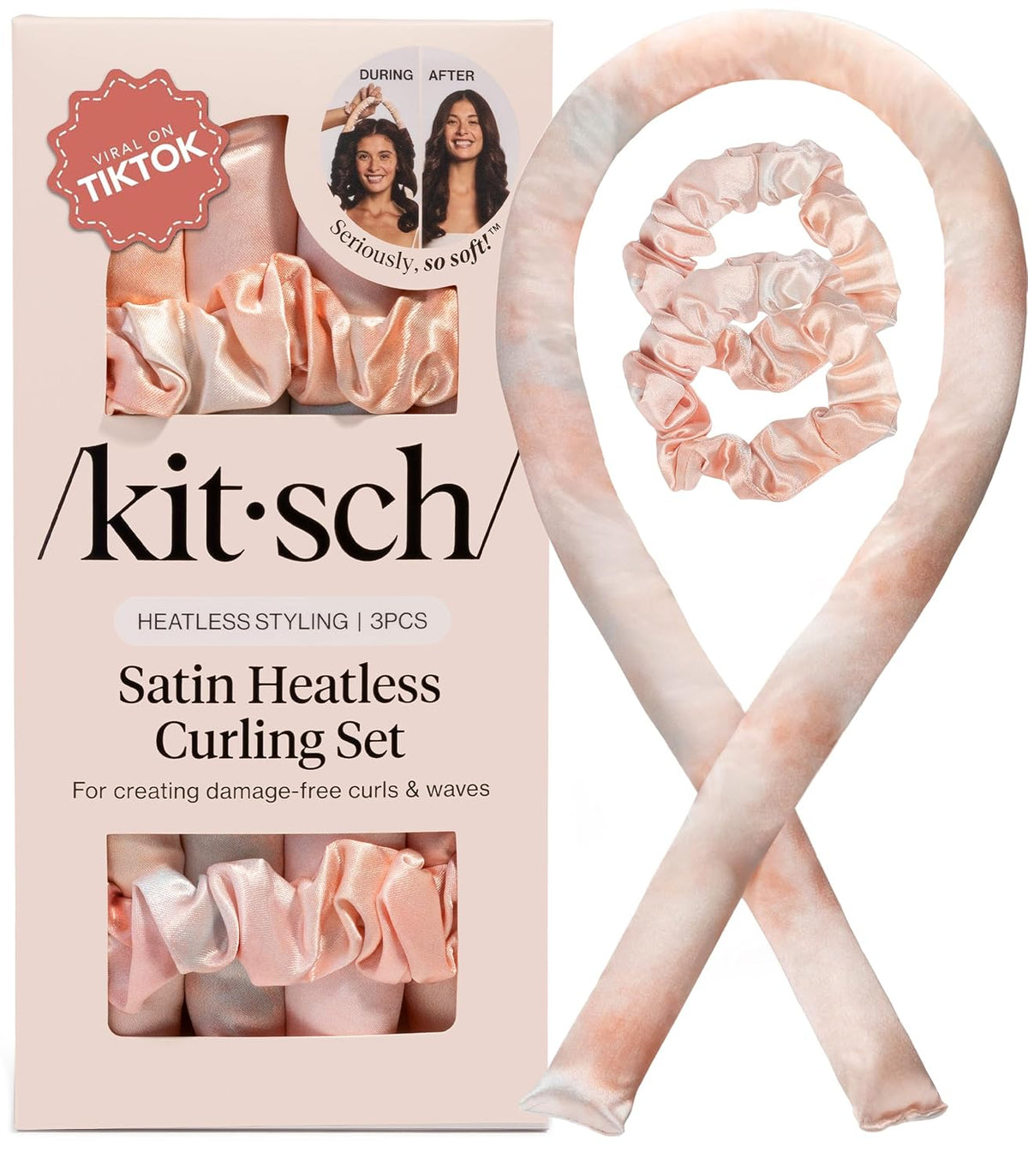 Kitsch Satin Heatless Curls Overnight Set - Sunset Tie Dye
