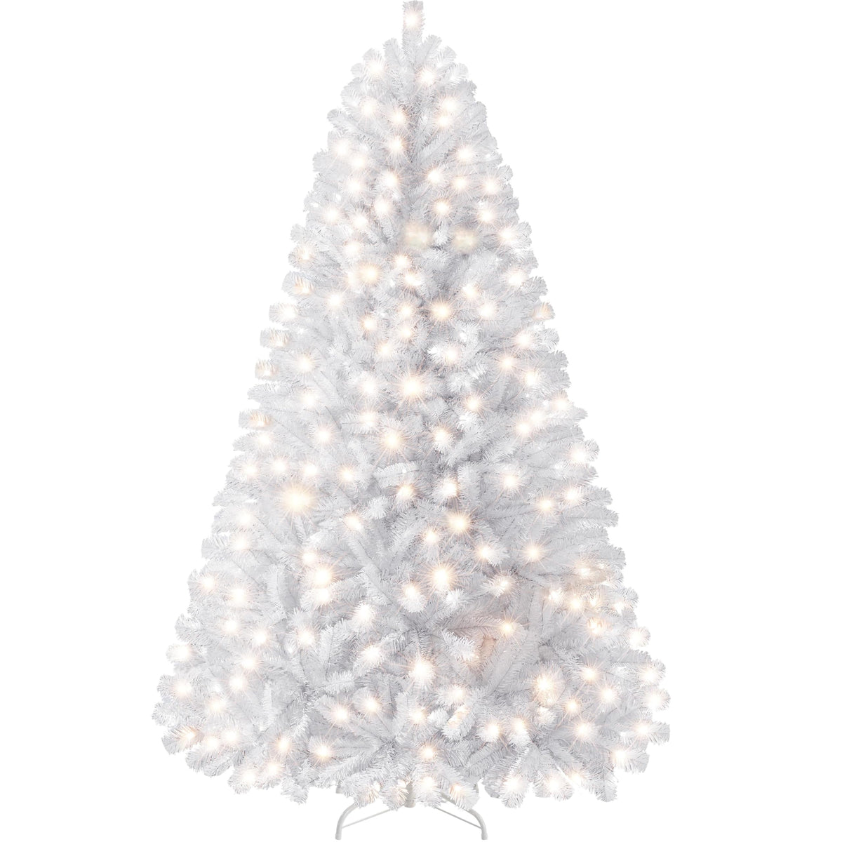 Yaheetech 6ft Pre-lit Christmas Tree with 300 Warm White Lights, White