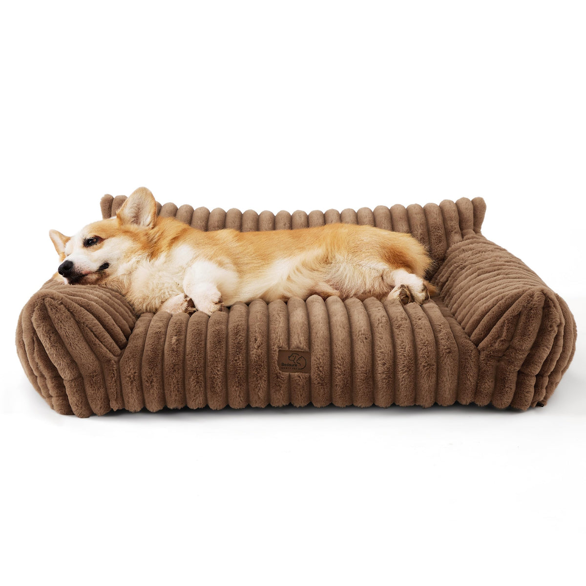 Bedsure ComfyFleece™ Shown on TV Fluffy Cute Dog Couch for Pets,30in Cream | Small & Medium Dog Bed Washable Cover,Supportive Couch Bed for Small Dogs,Pet Sofa Seen on Good Day New York,Up to 20 Lbs