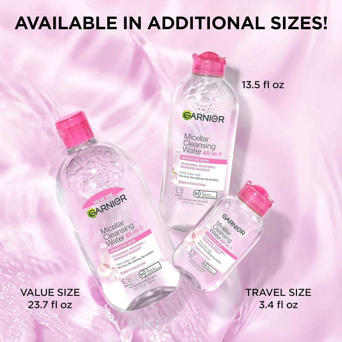 Garnier Micellar Water, Facial Cleanser & Makeup Remover, 3.4 Fl Oz