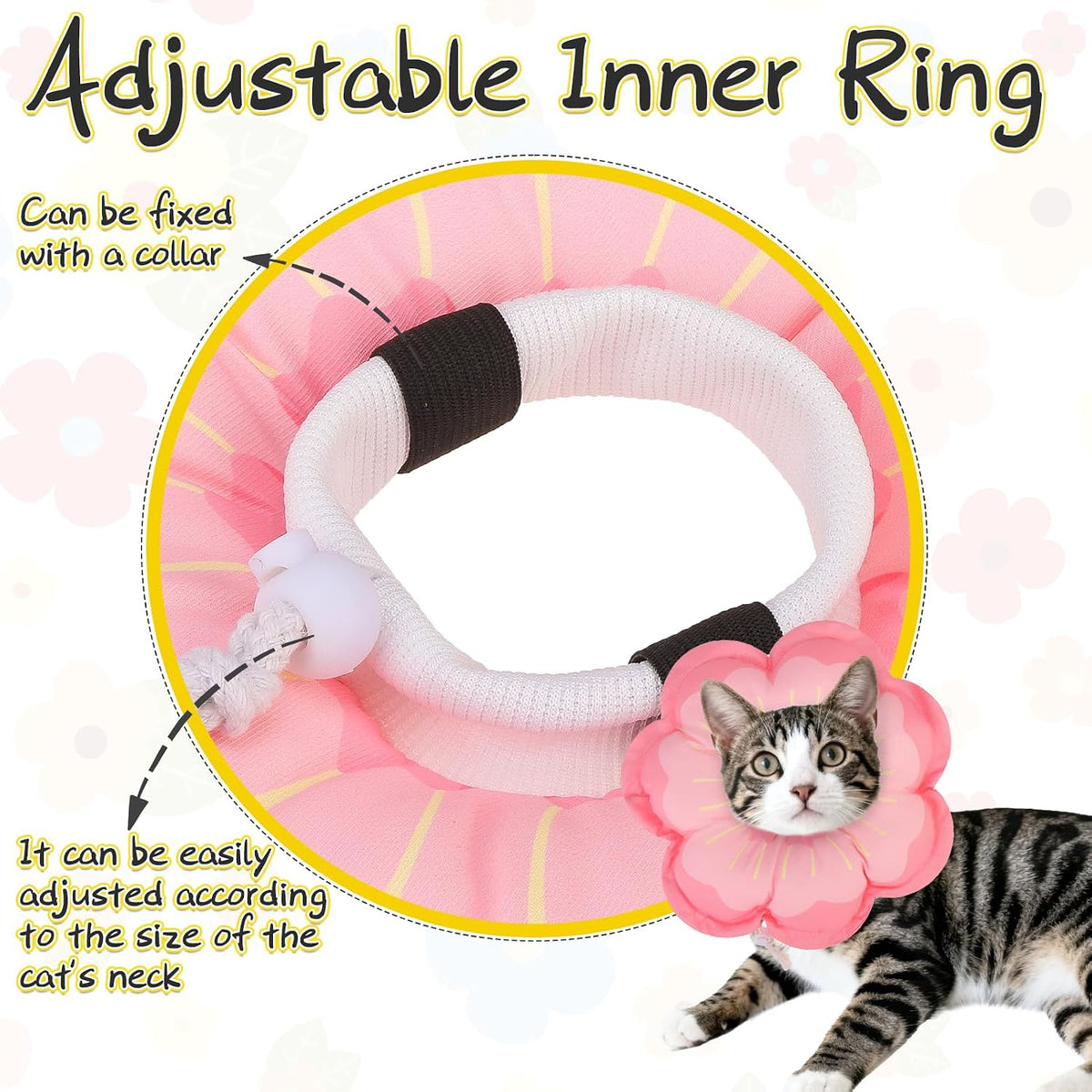 EXPAWLORER Cat Cone Collar Soft, Cat E Collar Recovery After Surgery to Stop Licking, Adjustable Waterproof Cute Neck Elizabethan Pet Kitten Puppy Donut Pillow for Cats Puppy Wound Healing, PinkM