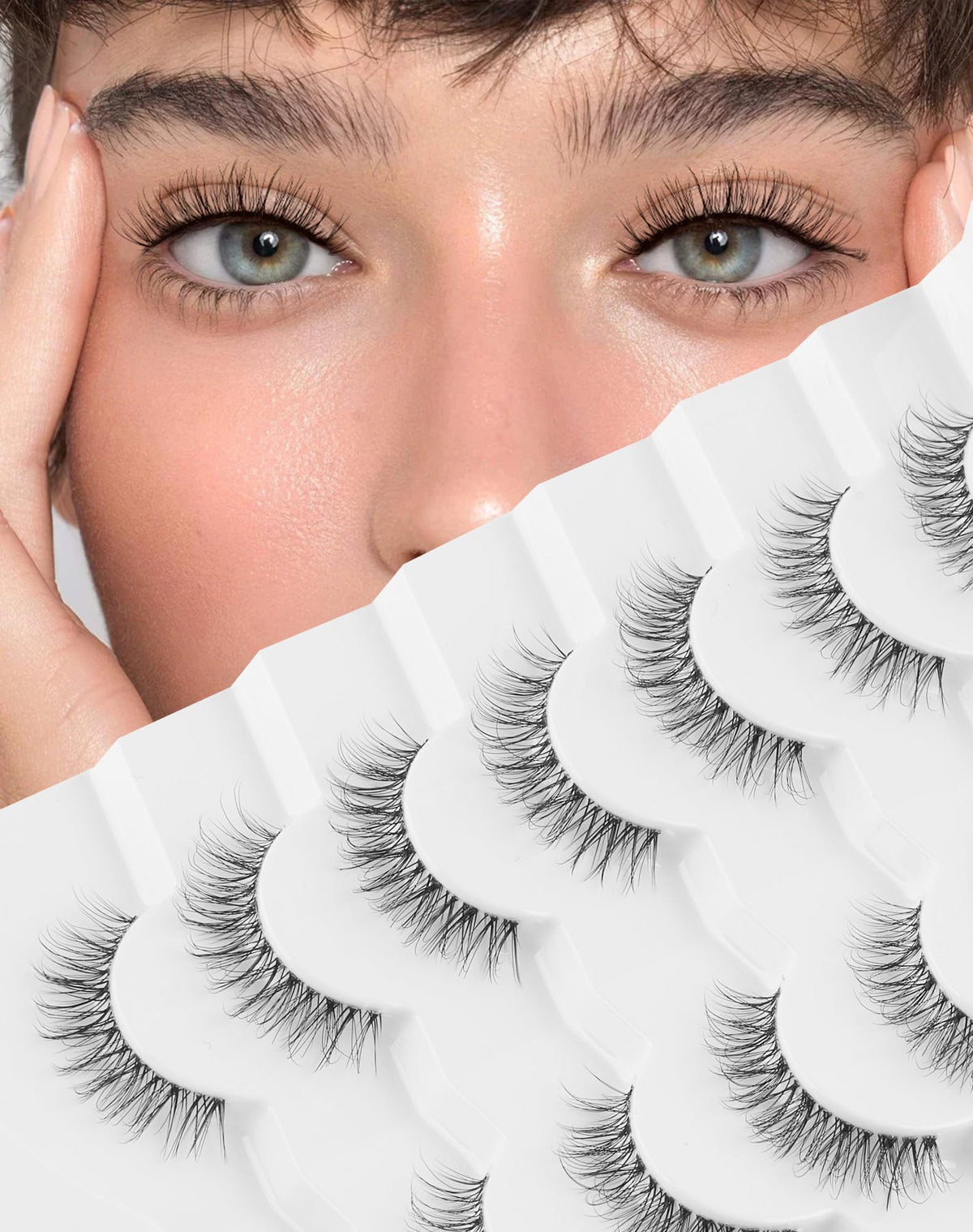 Natural Lashes That Look Like Extensions Strip Lashes Natural Look Thin Band Wispy Eyelashes 13mm Cat Eye False Eyelashes Foxy Eye Lashes 12 mm 7 Pairs S10