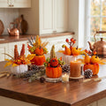 Velvet Fall Pumpkin Decor 6 Pcs, Artificial Fake Plastic Mini Pumpkins, Thanksgiving Halloween Home Table Indoor Decorations