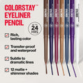 Revlon ColorStay Pencil Waterproof Eyeliner, Smudge-Proof, Eye Makeup with Built-In Sharpener, Long-Lasting, Matte Finish, 201 Black, 2 pack