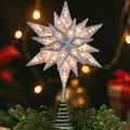ODEETRONIC Christmas Star Tree Topper Lights, 9.5in UL Certified 3D Star Tree Topper, Double Sided Christmas Tree-top with 10 Count Incandescent Warm White Lights for Xmas Tree Home Decor, Gold