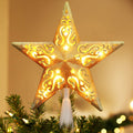 BrizLabs Gold Star Christmas Tree Topper, 8.5 in Lighted 5-Point Tree Star