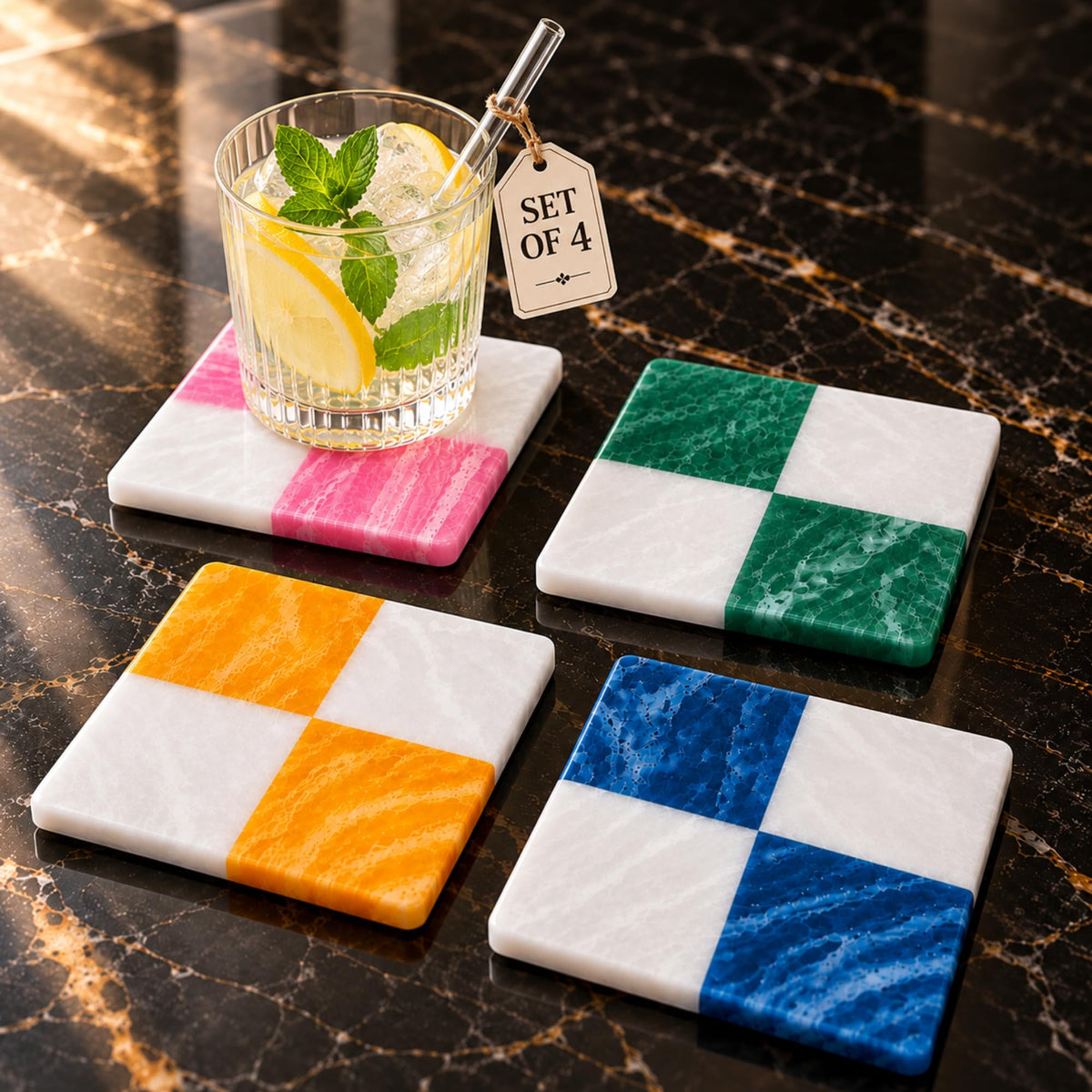 Folkulture Fall Coasters Set of 4, Boho Fall Table Decor
