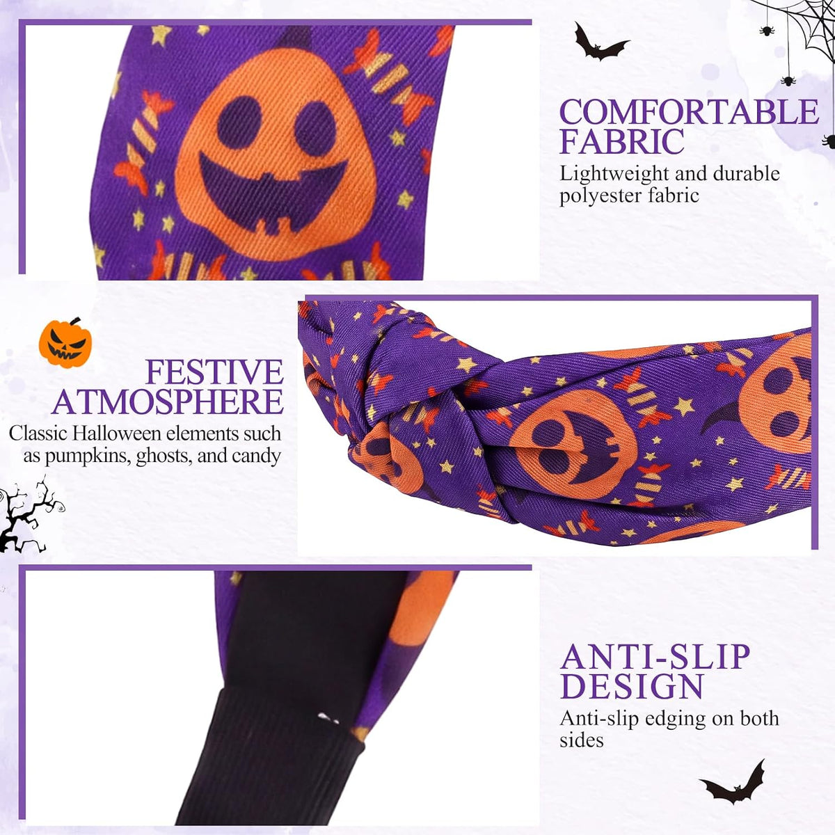obeoby 8 Pack Halloween Headbands, Halloween Hair Accessories Gifts