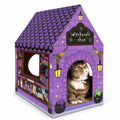 Cinrobiye Cardboard Cat House with Scratcher, Gothic Halloween Cat Scratcher Box with 2 Corrugated Scratch Pads, Open Top Indoor Cat Hideaway Bed for Cats and Kittens