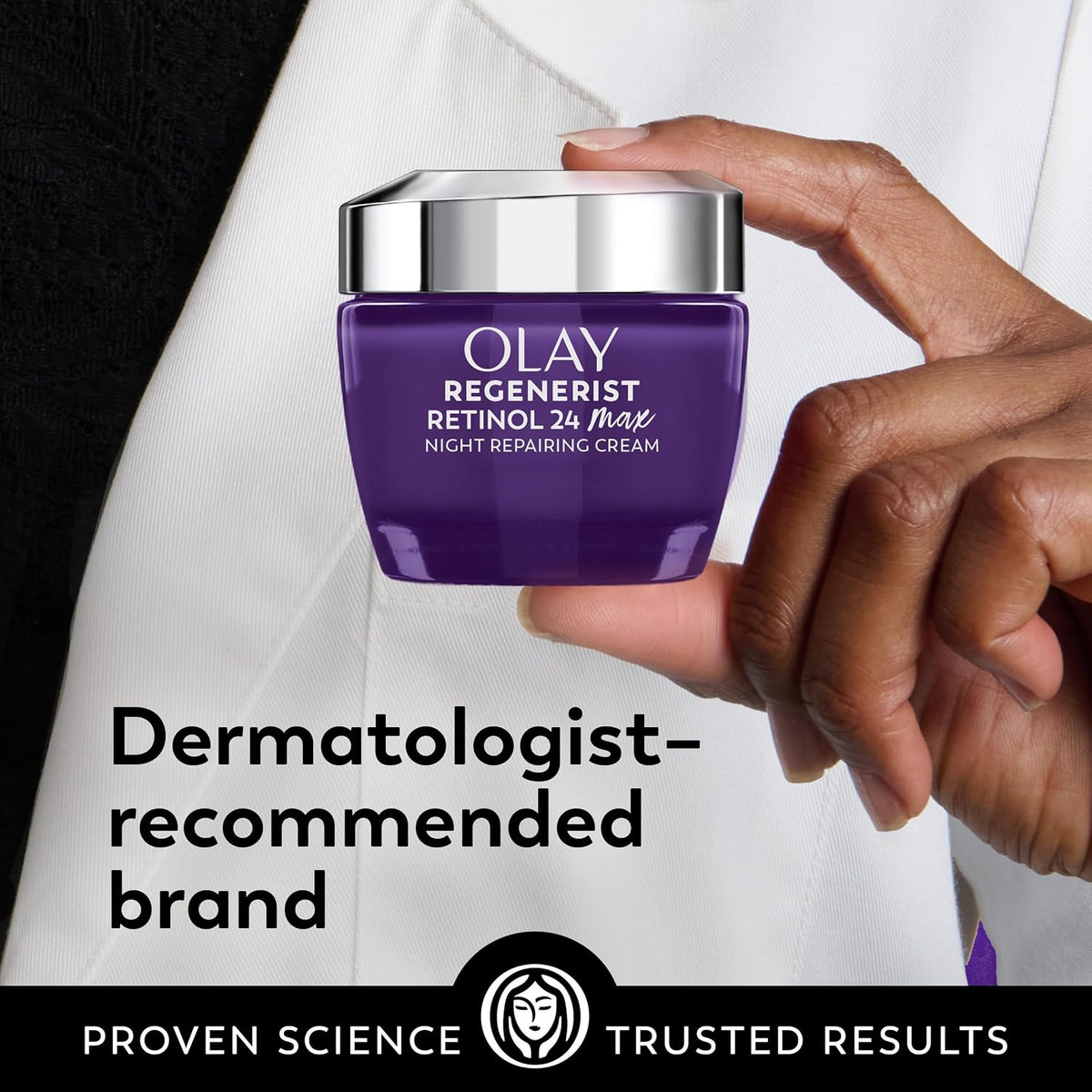 Olay Retinol Night Cream for Women, MAX, Anti-Aging Face Mousturizer, Fragrance-Free, Non Greasy - Anti-Wrinkle, Smooth Fine Lines, Hydrating Skin Care - Triple Collagen Cream, Niacinamide, 1.7oz