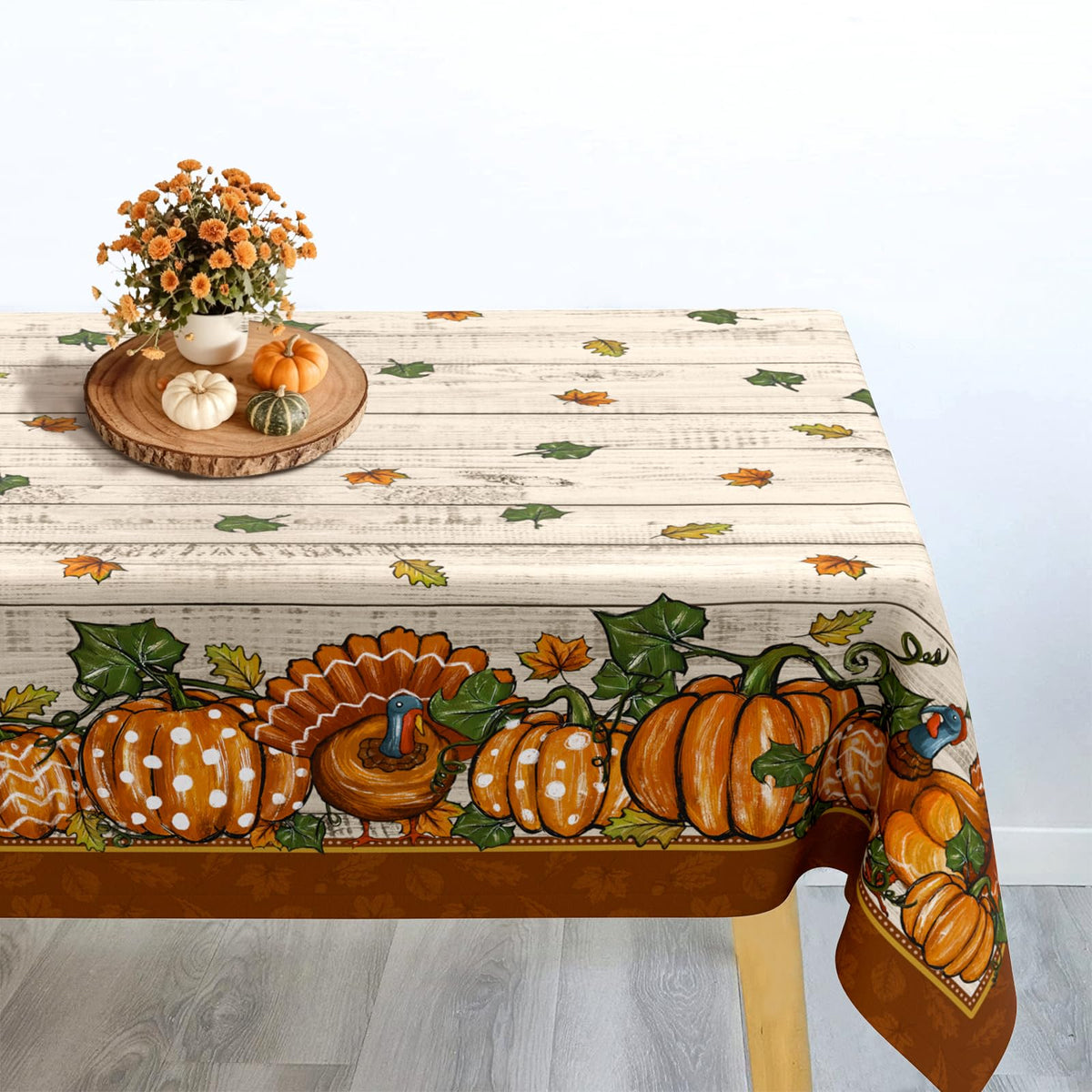 Fall Thanksgiving Tablecloth Waterproof Pumpkin Table Cloths for Autumn Harvest Indoor Outdoor Dining Room Decor-60 * 84" Oval