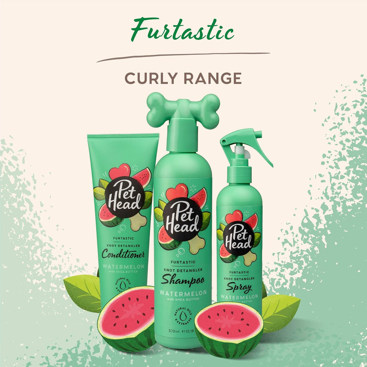 Pet Head Furtastic Dog Spray | Watermelon Scent | Pet Spray for Smelly Dogs | Knot Detangler | Care for Long, Tangly Curls & Coats | Vegan | Gentle Formula for Puppies | Made in USA | 10.1 fl. oz.