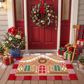 Tinideya 2 23.6 X 35.4 Inches Plaid Ghost Red Brown | Layered Coir Doormat Set, Non Slip Backing for Outdoor Entryway, Buffalo Plaid Seasonal Design, Front Porch Home Decor