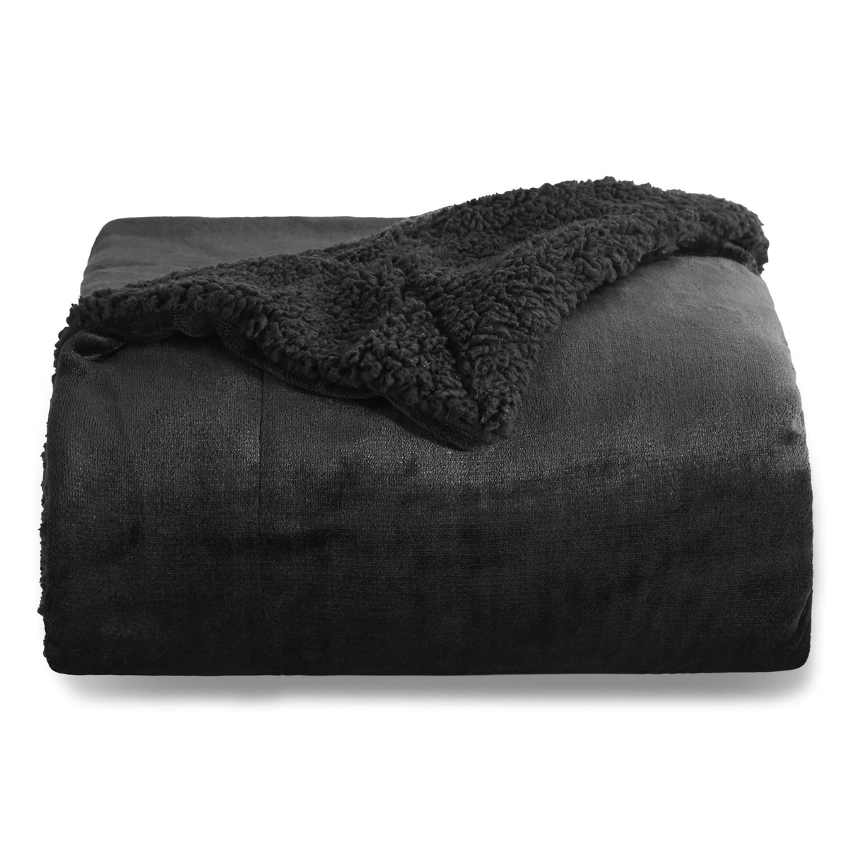 Bedsure GentleSoft Sherpa Fleece Throw Blanket for Couch, Non-Heated, Thick and Warm Throw for Women and Men, Soft Fuzzy Plush Weight Blanket for Winter, Navy, 50x60 Inches