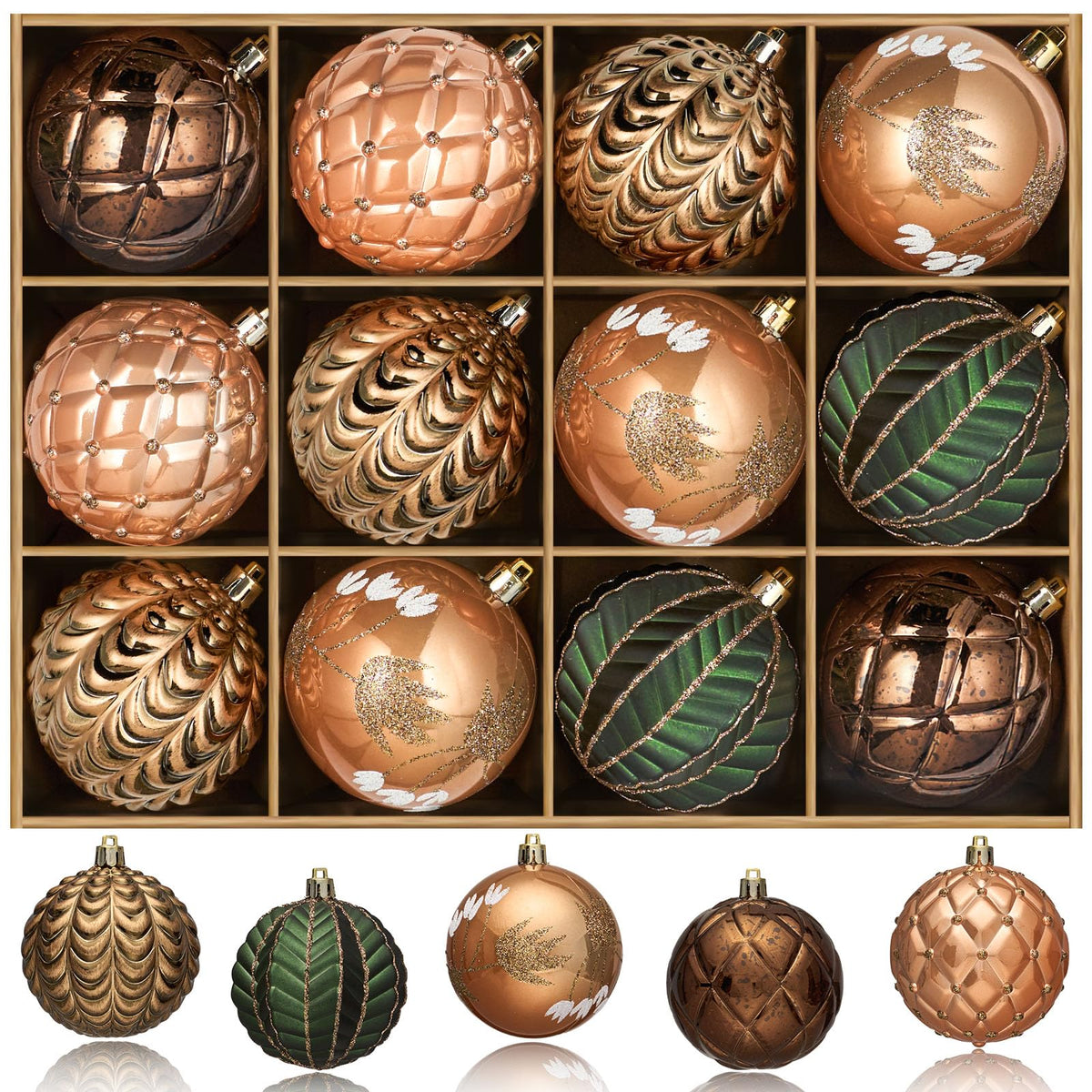 JORNOY 12CT 3.12-Inch Christmas Balls Ornaments for Tree, Red & White