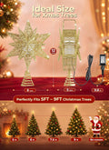 Brightown 12" Gold Christmas Star Tree Topper, Rotating Snowflake Projector