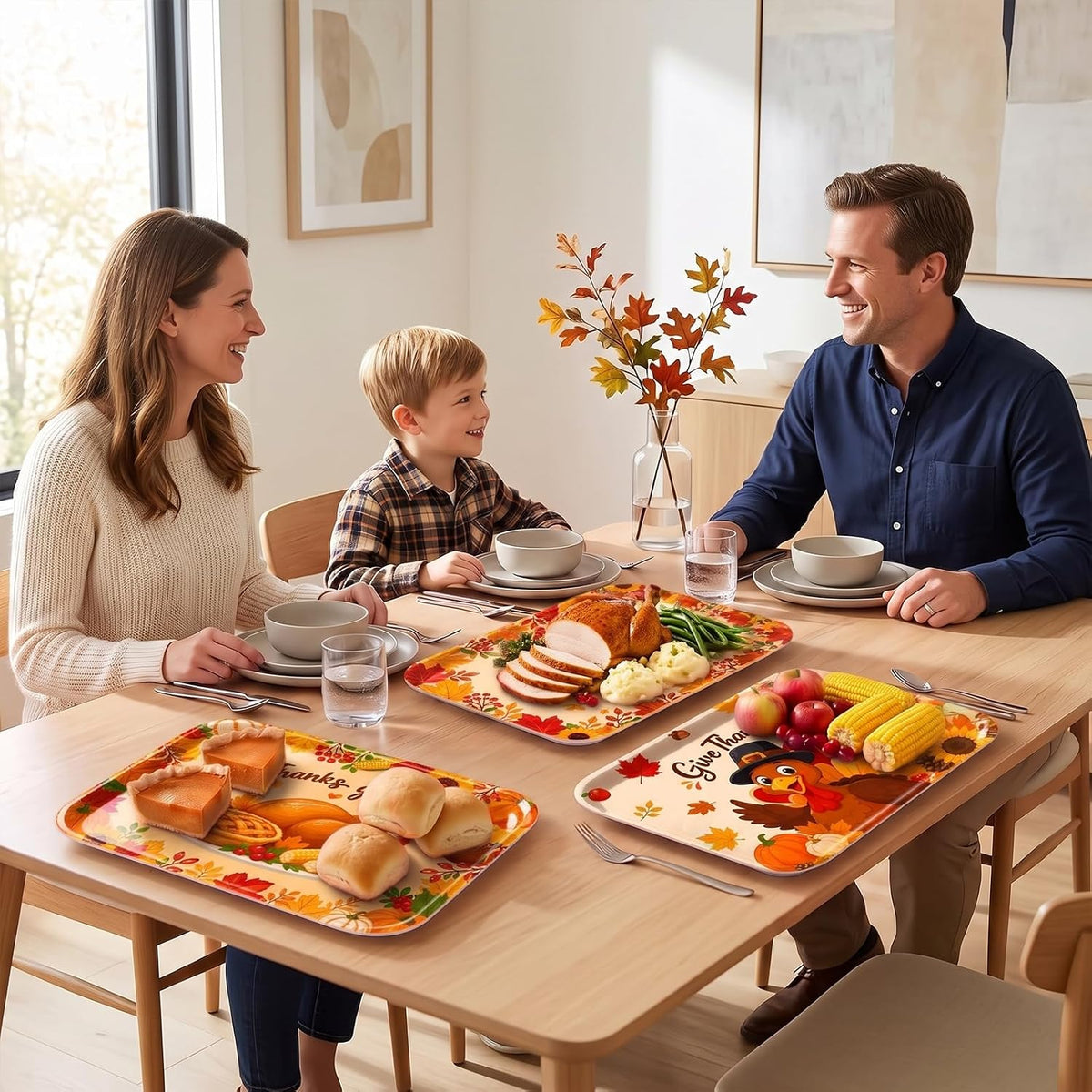 Turkey Serving Platters, Serving Trays, 3 Pack, 13x10 Inch