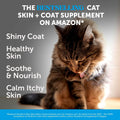 Cat Skin & Coat Supplement Crunchy Creamy Chews - Salmon Oil for Cats Omega 3 Itchy Dry Skin Relief - Feline Shedding Control - Biotin Vitamins for Indoor Cats Shiny Soft Coat (30-Day Supply)