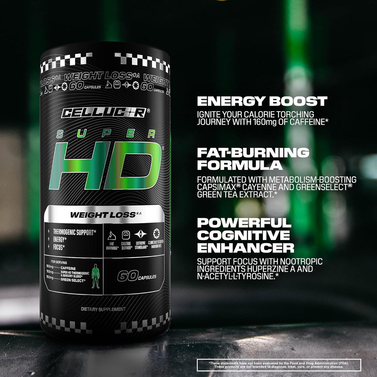 Cellucor SuperHD Thermogenic Fat Burner Weight Loss Supplement, Appetite Suppressant, & Energy Booster Capsimax, Green Tea Extract, 160mg Caffeine & More 60 Capsules (Packaging May Vary)