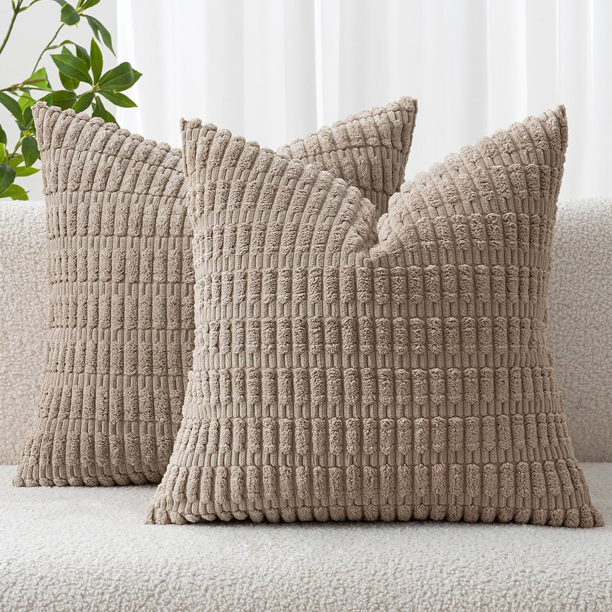 MIULEE Fall Decorative Throw Pillow Covers 18x18 Dark Rust Pack of 2