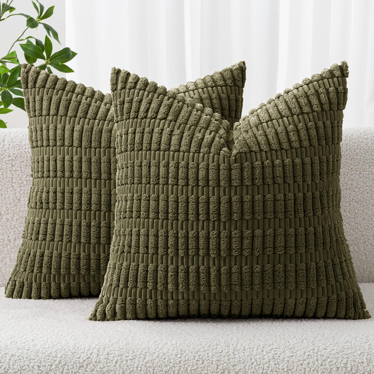 MIULEE Fall Decorative Throw Pillow Covers 18x18 Dark Rust Pack of 2