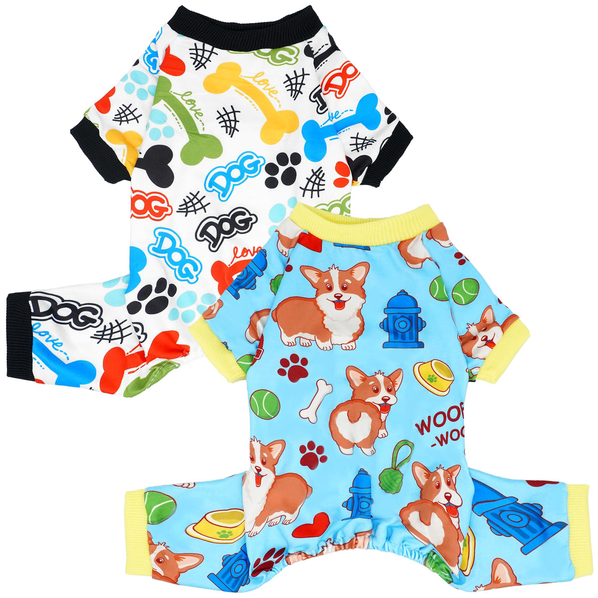 2PCS/Pack Christmas Dog Pajamas XXXL for Large Dogs Pjs Pet Jammies Boy Girl Male Female Red Green Onesies Snowman Christmas Tree Xmas Stocking Breathable Stretchy XXXL
