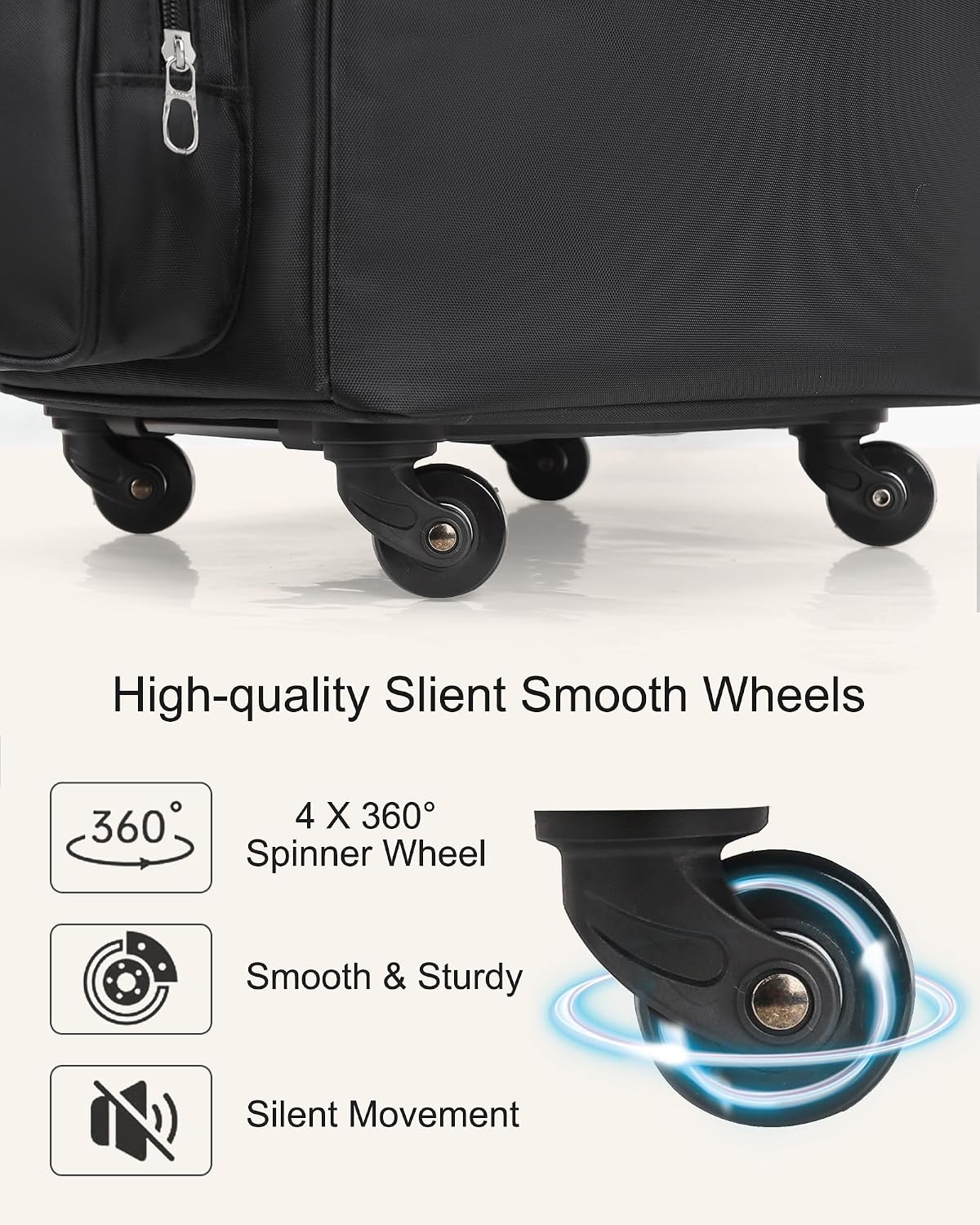 Relavel Rolling Makeup Train Case, Hairstylist Traveling Bag with 4 Wheels, Heat Insulation Full Layer, Adjustable Dividers, Hair Tools and Cosmetics Storage Organizer Trolley Suitcase Makeup Cart