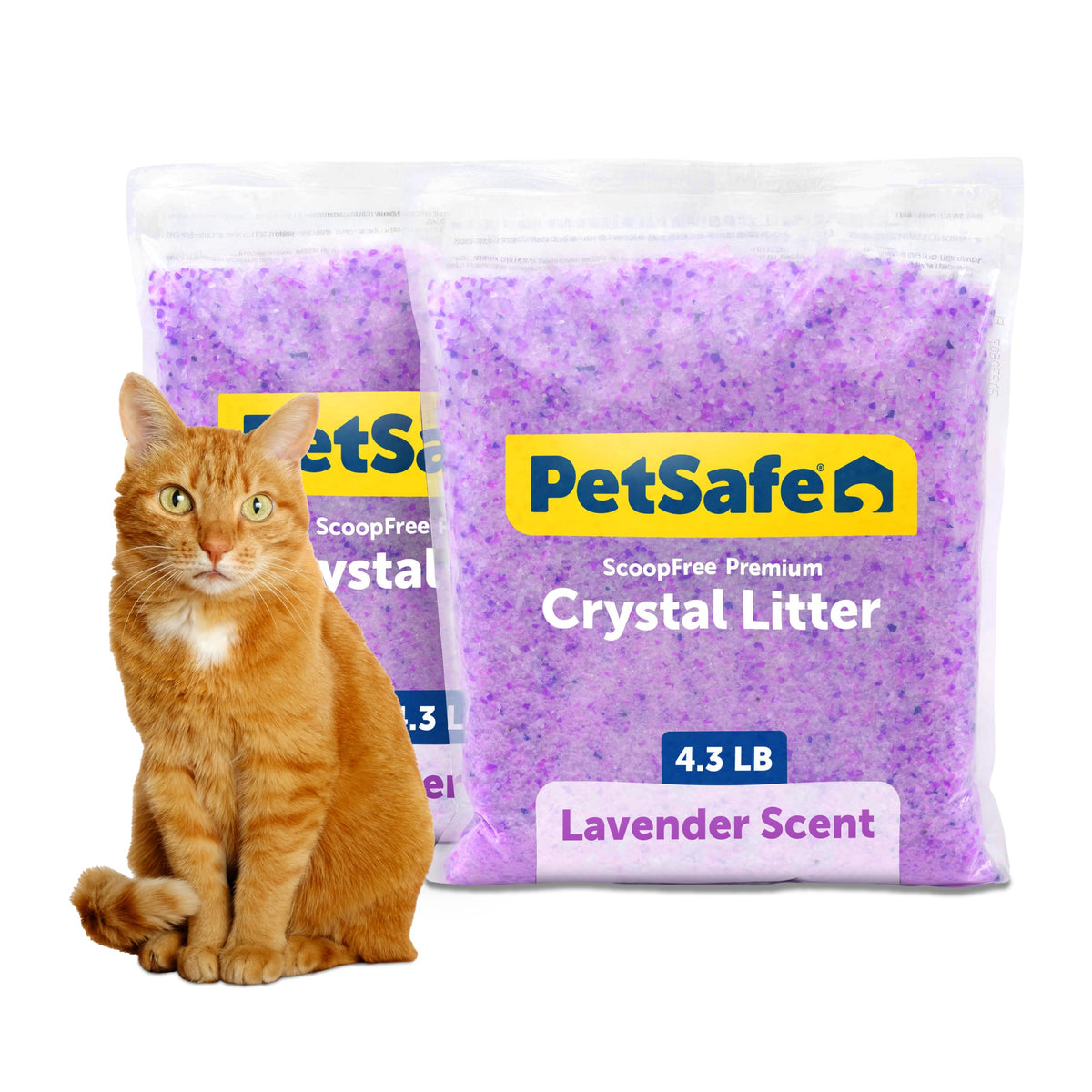 PetSafe ScoopFree 4.3 lb Bags (2 Pack) Premium Crystal Cat Litter - Outperforms Clay Litter - Refill Packs - Reusable Tray Compatible - Fresh Scent