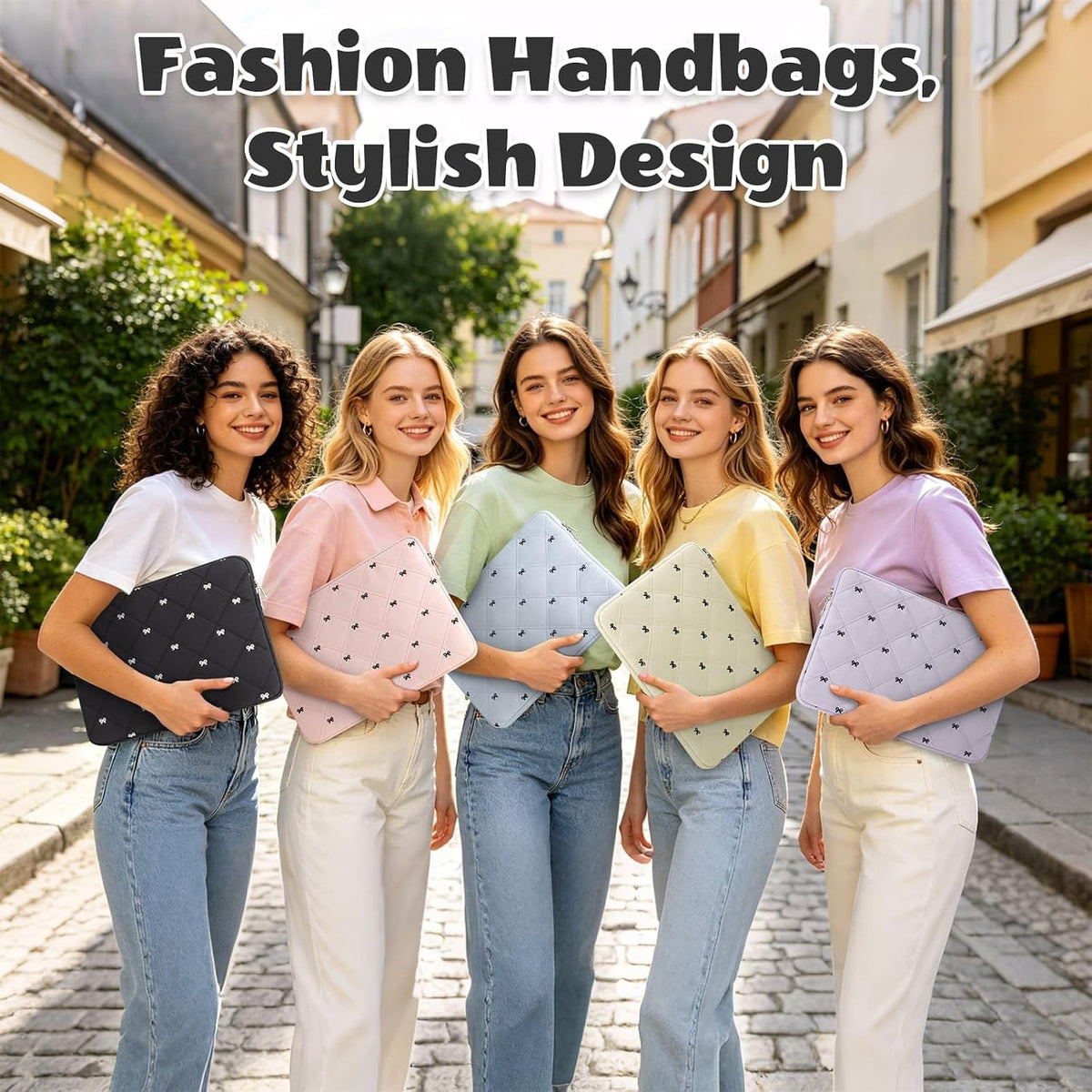 14 Inch Lightweight Bow Puffy Laptop Sleeve Case Laptop Bag for Girl