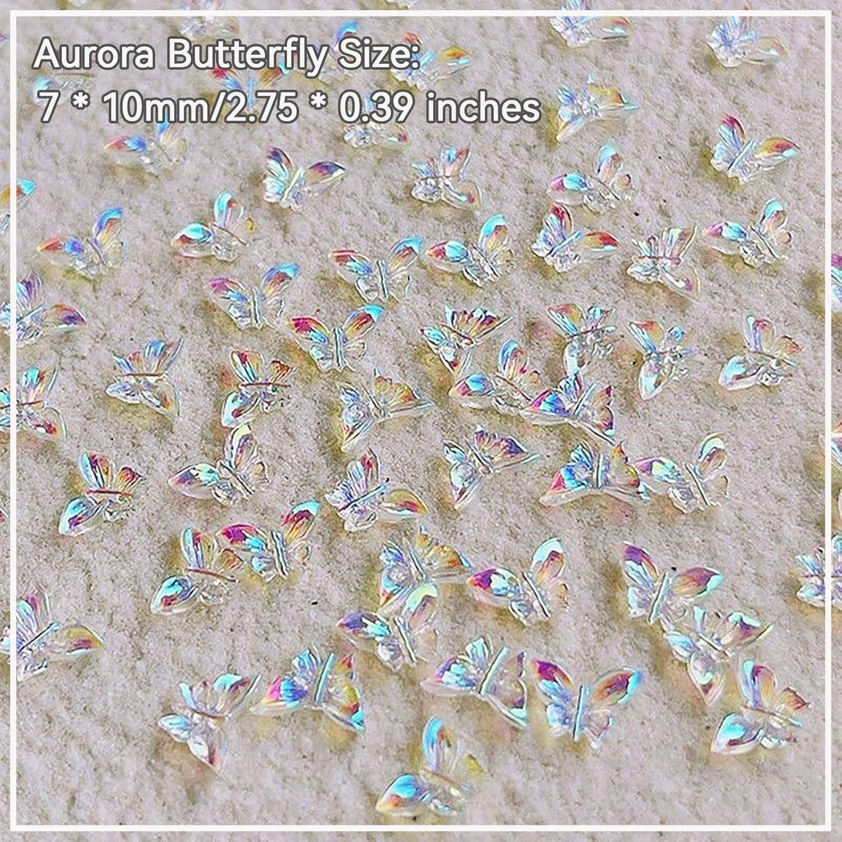 50Pcs 3D Butterfly Nail Charms - Aurora Effect Resin Nail Art Decorations, Cute Kawaii Nail Accessories for Acrylic Nails DIY, Manicure Supplies for Women Girls