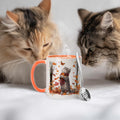Hyturtle Fall Cat Maple Leaves Coffee Mug with Spoon Gifts on Birthday
