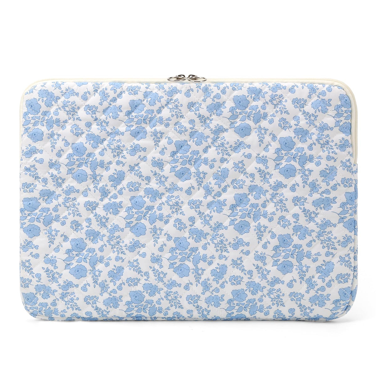 Puffy Laptop Sleeve 13 Inch Cute Quilted Laptop Protective Case Padded Floral Computer Sleeve for MacBook (A-Blue, 13 Inch)