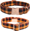 Fall Dog Collar with Bow, Black and Orange Print Fall Pet Collars Small