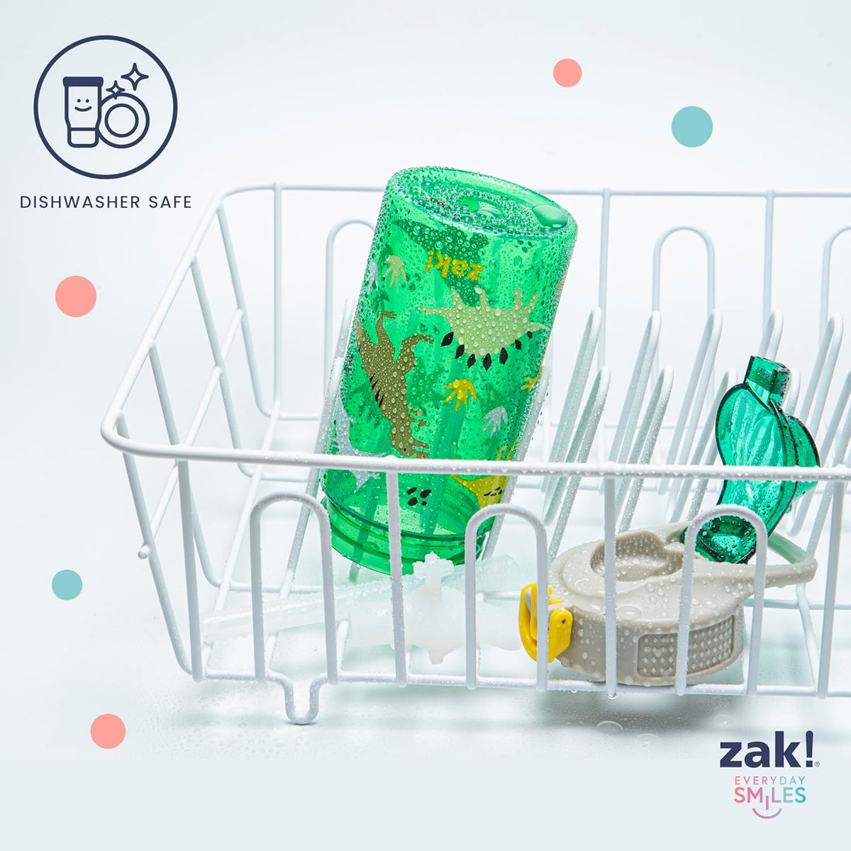 Zak Designs Sanrio Hello Kitty Sage 16oz Leak-Proof Straw Kids Water Bottle | BPA Free, Durable Plastic, Cupholder Friendly, Dishwasher Safe, Easy to Clean, Lid Lock, Handle, For School, Home, Travel