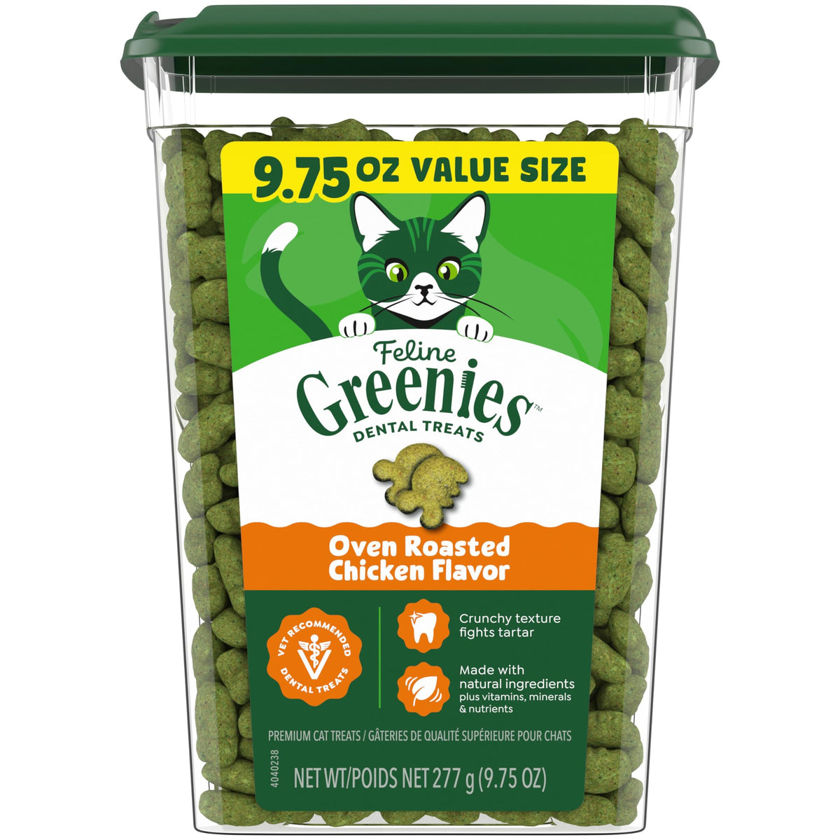Greenies Cat Treats, Feline Veterinarian-Recommended Adult Natural Dental Cat Treats, Oven Roasted Chicken Flavor, 4.6 oz. Pouch