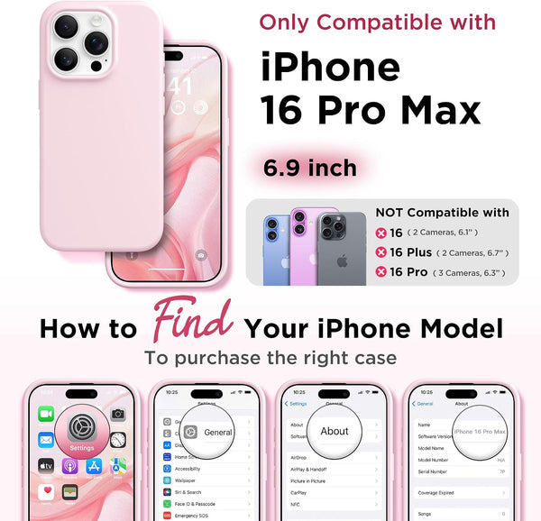 GolbinBox Magnetic for iPhone 16 Pro Max Case, Silicone Cover, Chalk Pink