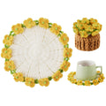 Crochet Flower Coasters, Handmade Bouquet Coasters with Crochet Plant Pot (Sunflower Yellow, 1Pc)