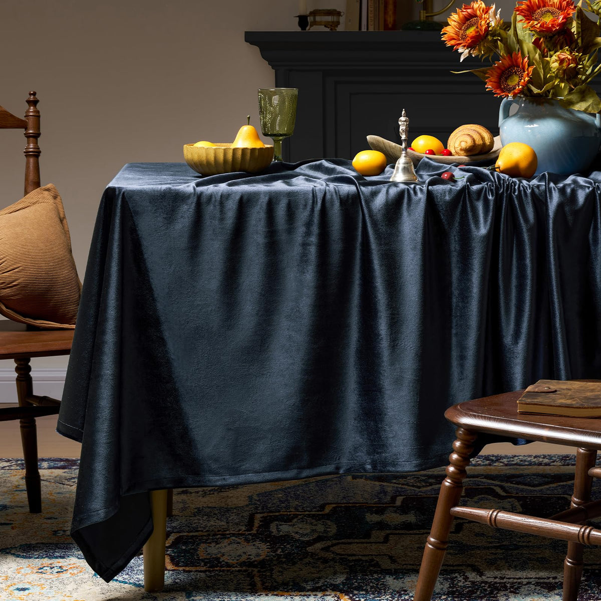 Christmas Gold Velvet Table Cloth Rectangle Table Fall French Table Cloth