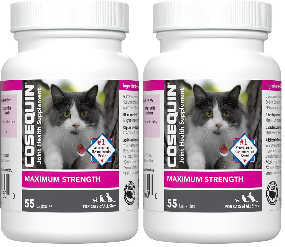 Nutramax Cosequin for Cats Joint Health Supplement, Contains Glucosamine for Cats, Plus Chondroitin, and Omega-3s, Supports Joint and Skin and Coat Health, Sprinkle Capsules, 80 Count