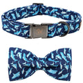 Fall Dog Collar with Bow, Black and Orange Print Fall Pet Collars Small