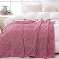 Puncuntex Burnt Orange Throw Blanket 50"×60" Fuzzy 3D Jacquard Decorative