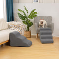 Aodisman Dog Stairs for Small Dogs and Cats,3-Step Pet Ramp for Bed & Couch | 15.7" H Non-Slip Sturdy Dog Steps with Curved Ramp for Senior,Short-Legged Dogs,Puppy and Cats to Reach Sofa or Chair,Grey
