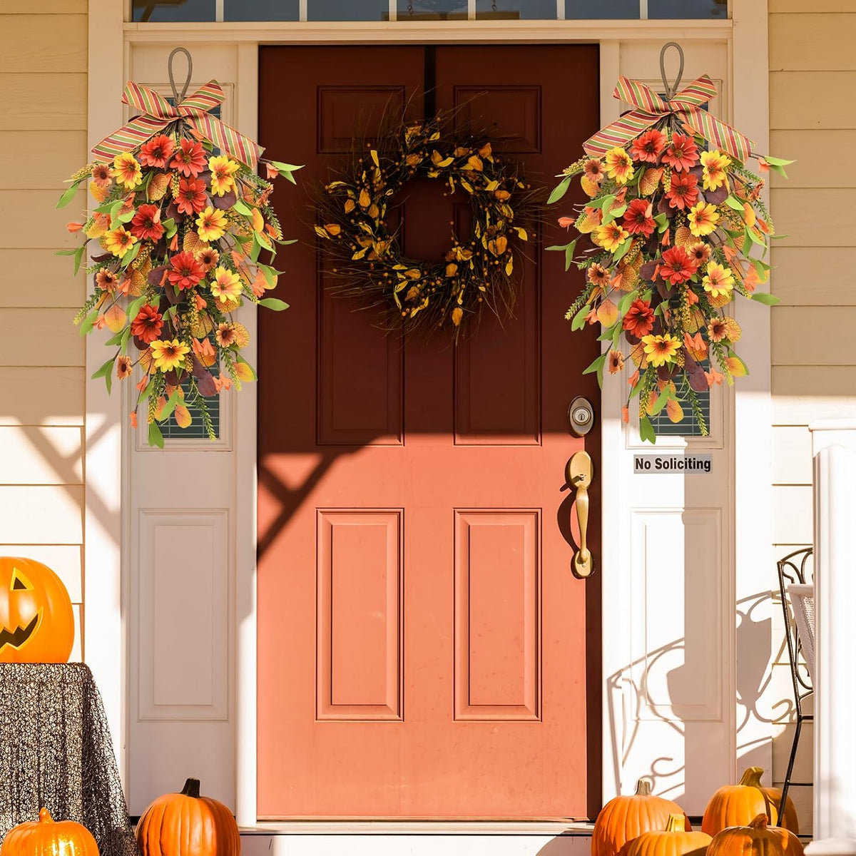 Fall Swag Wreaths for Front Door Decor, Fall Porch Decorations for Home