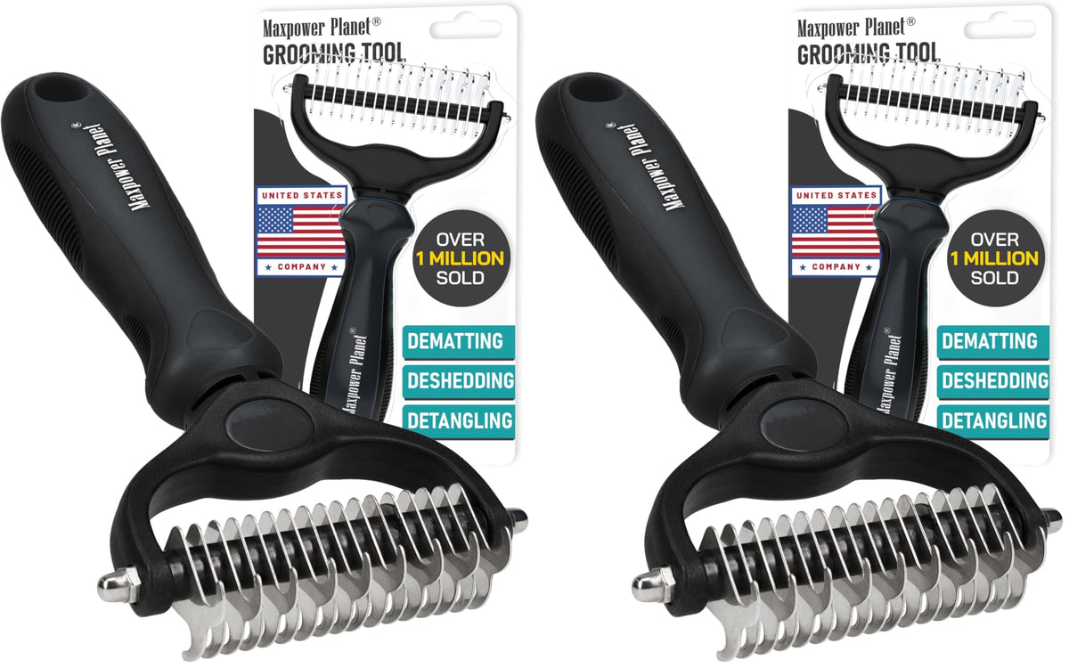 Maxpower Planet Original Pet Grooming Rake - Double-Sided Deshedding Dematting Tool, Undercoat Rake for Dogs & Cats, Extra-Wide Dog Grooming Brush & Deshedder Comb for Long Hair, Reduces Shedding 95%