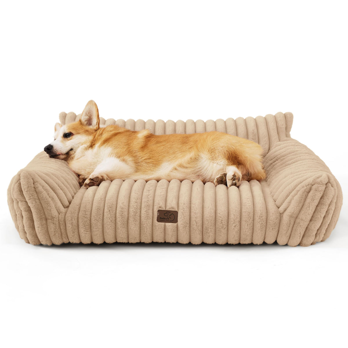 Bedsure ComfyFleece™ Shown on TV Fluffy Cute Dog Couch for Pets,30in Cream | Small & Medium Dog Bed Washable Cover,Supportive Couch Bed for Small Dogs,Pet Sofa Seen on Good Day New York,Up to 20 Lbs