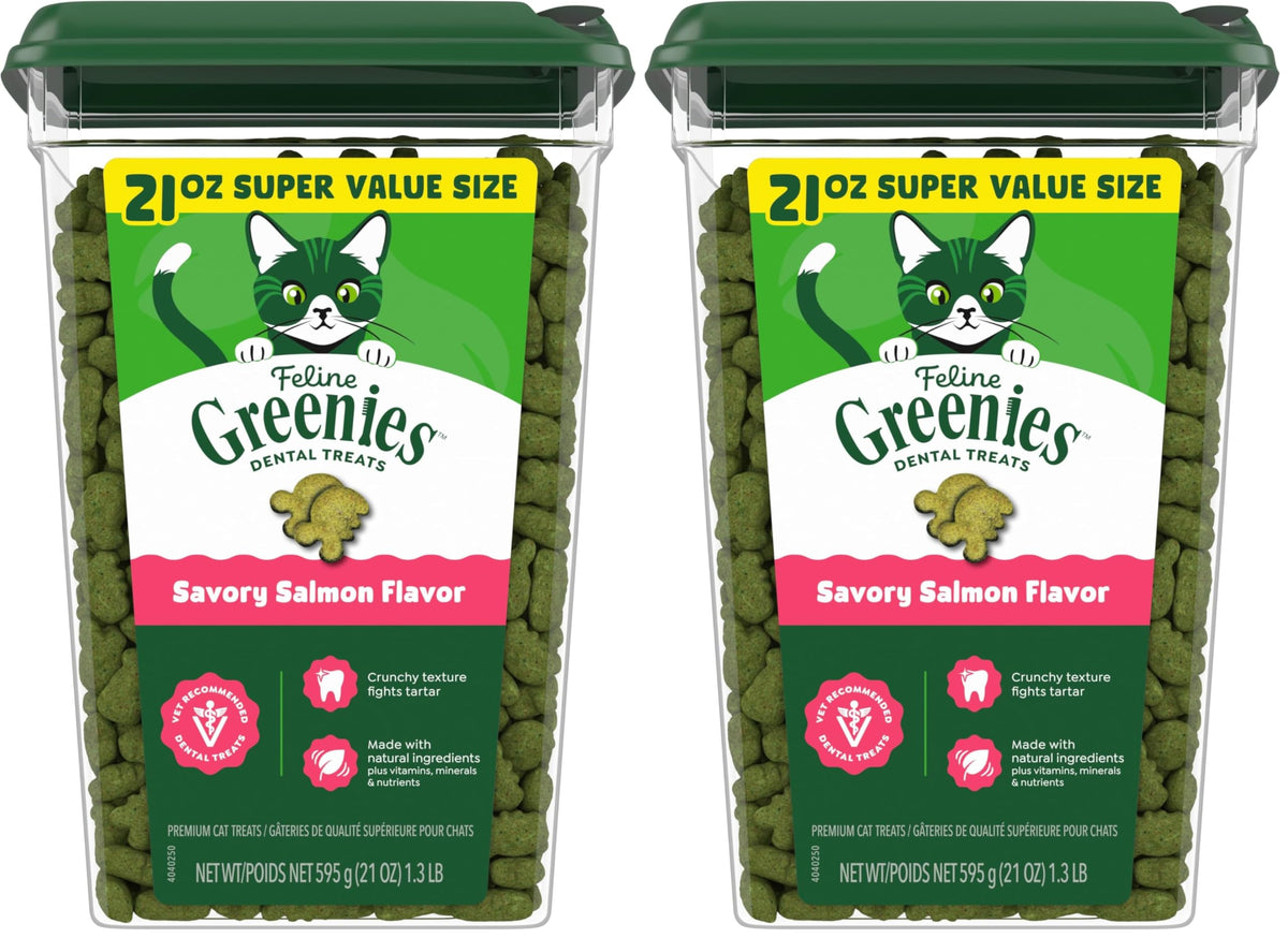 Greenies Cat Treats, Feline Veterinarian-Recommended Adult Natural Dental Cat Treats, Savory Salmon Flavor, 4.6 oz. Pouch